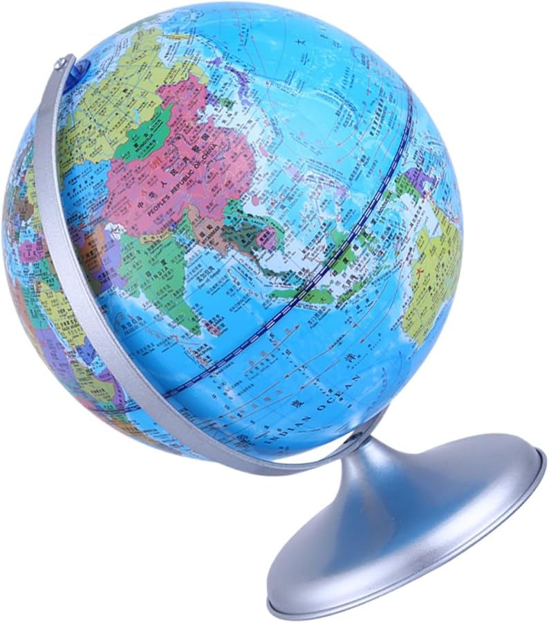 Rotating World Globe with Solid Base High Definition Map Educational Teaching Tool for Classroom Home Desk Decor - Image 1